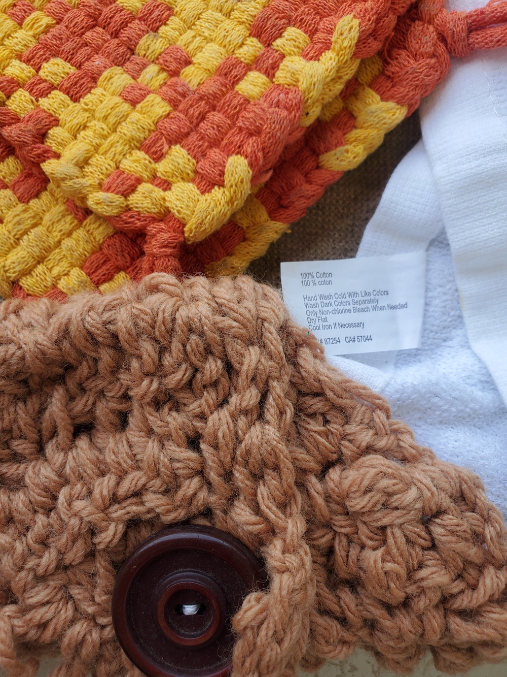 Hand Crafted Yellow and Orange Cotton Kitchen Linens Set